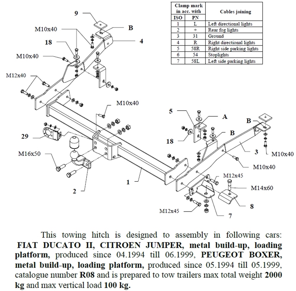 Peugeot Boxer Çeki Demiri , Flanşlı , 1994 - 1999