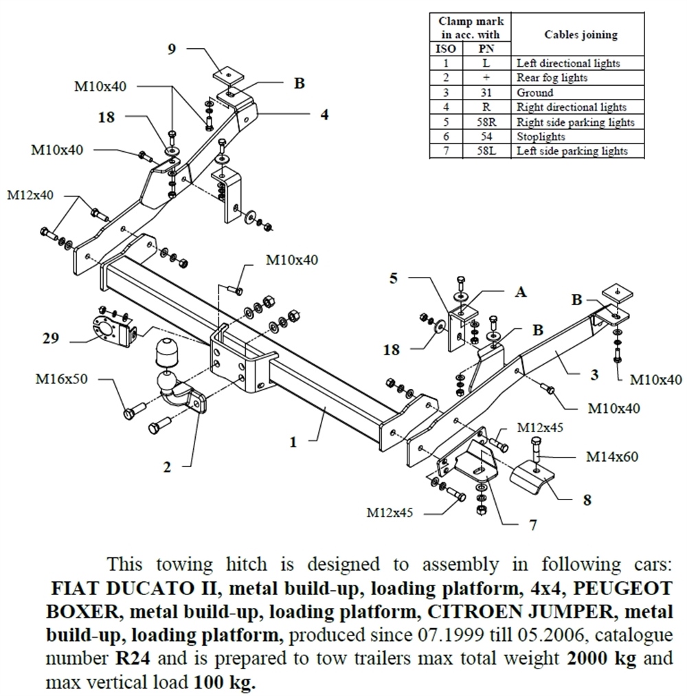 Peugeot Boxer Çeki Demiri , Flanşlı , 1999 - 2006