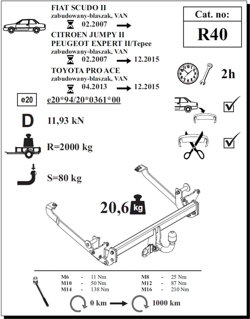 Peugeot Expert Çeki Demiri , Kuğu Boynu - Sabit , 2007 - 2015