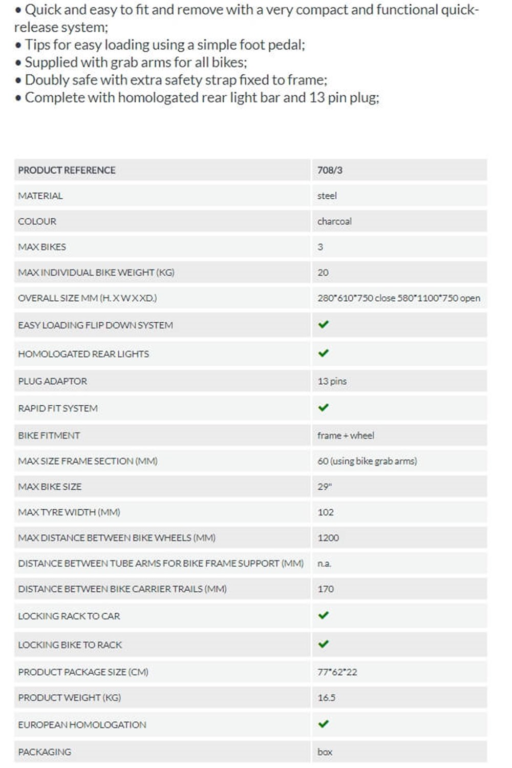Pure Instict 3 Bisiklet Taşıyıcı - Çeki Topuzuna Montaj - Arka Aydınlatmalı