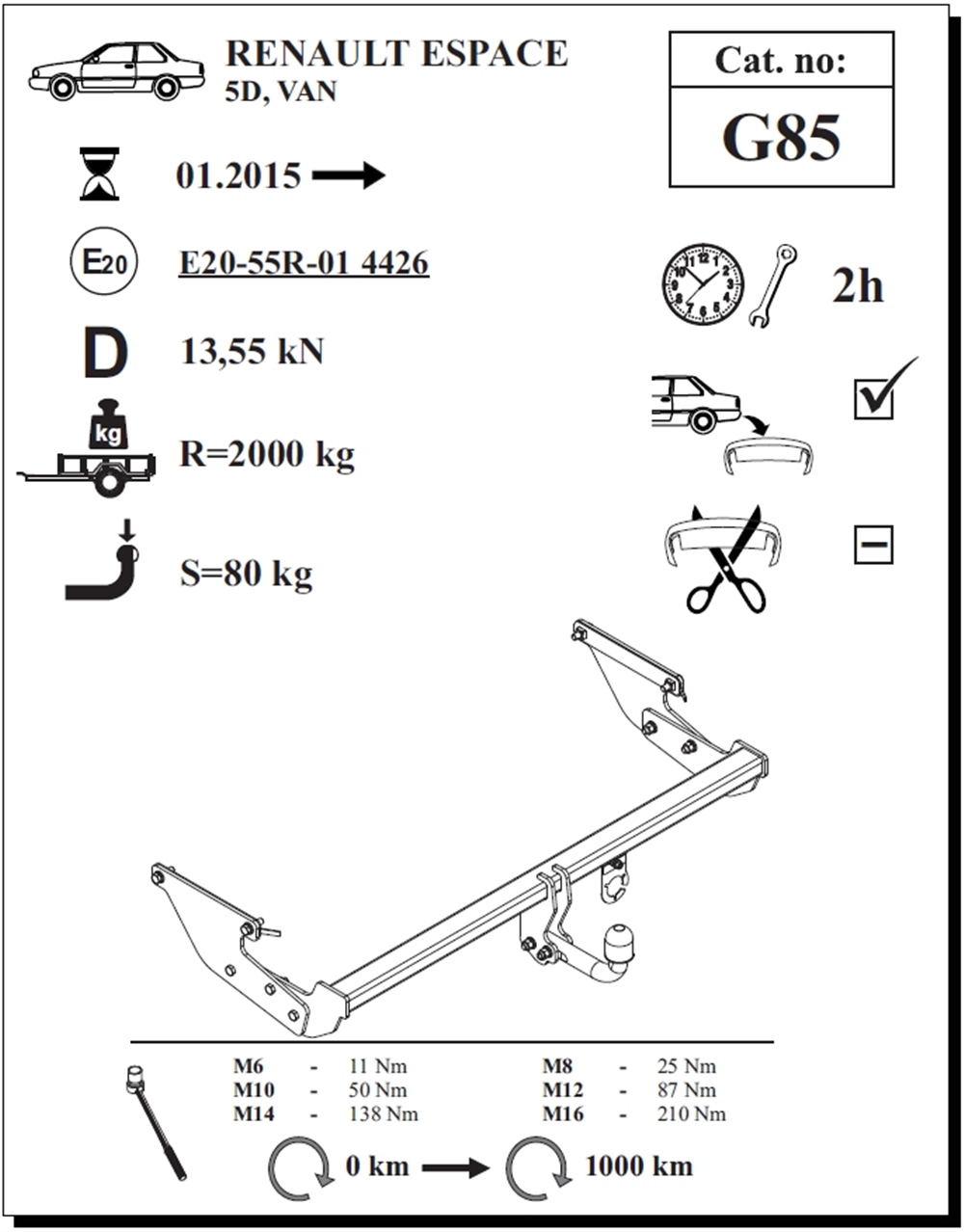 Renault Espace Çeki Demiri , Kuğu Boynu - Sabit , 2015 - Bugüne