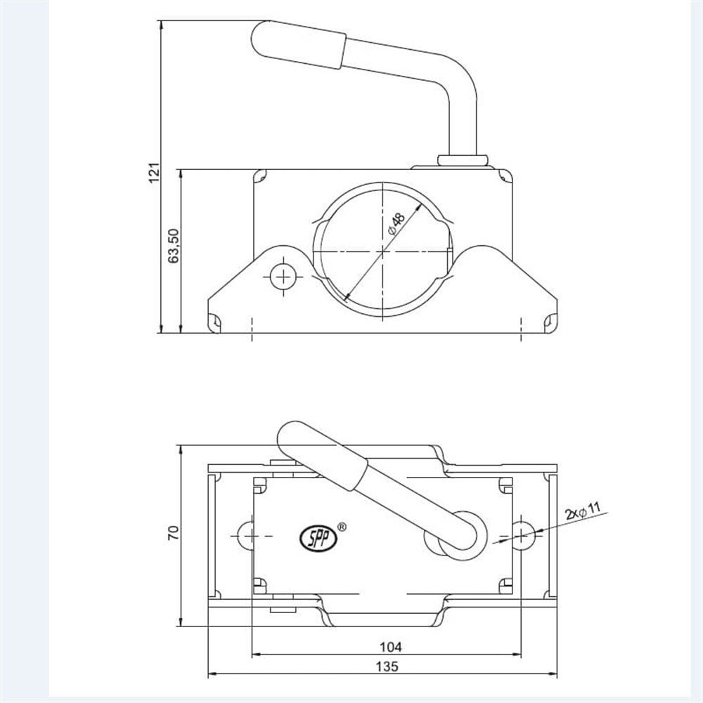 Römork & Karavan Destek Tekerleği Kelepçesi - 48 mm - SPP