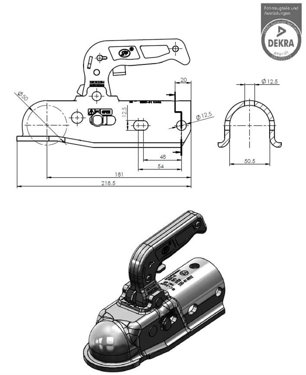 Römork & Karavan Kaplin - 3000 Kg - Yuvarlak 50 mm Bağlantı