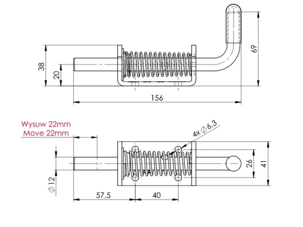 Römork Kasa Kilidi - 156 mm - Yaylı