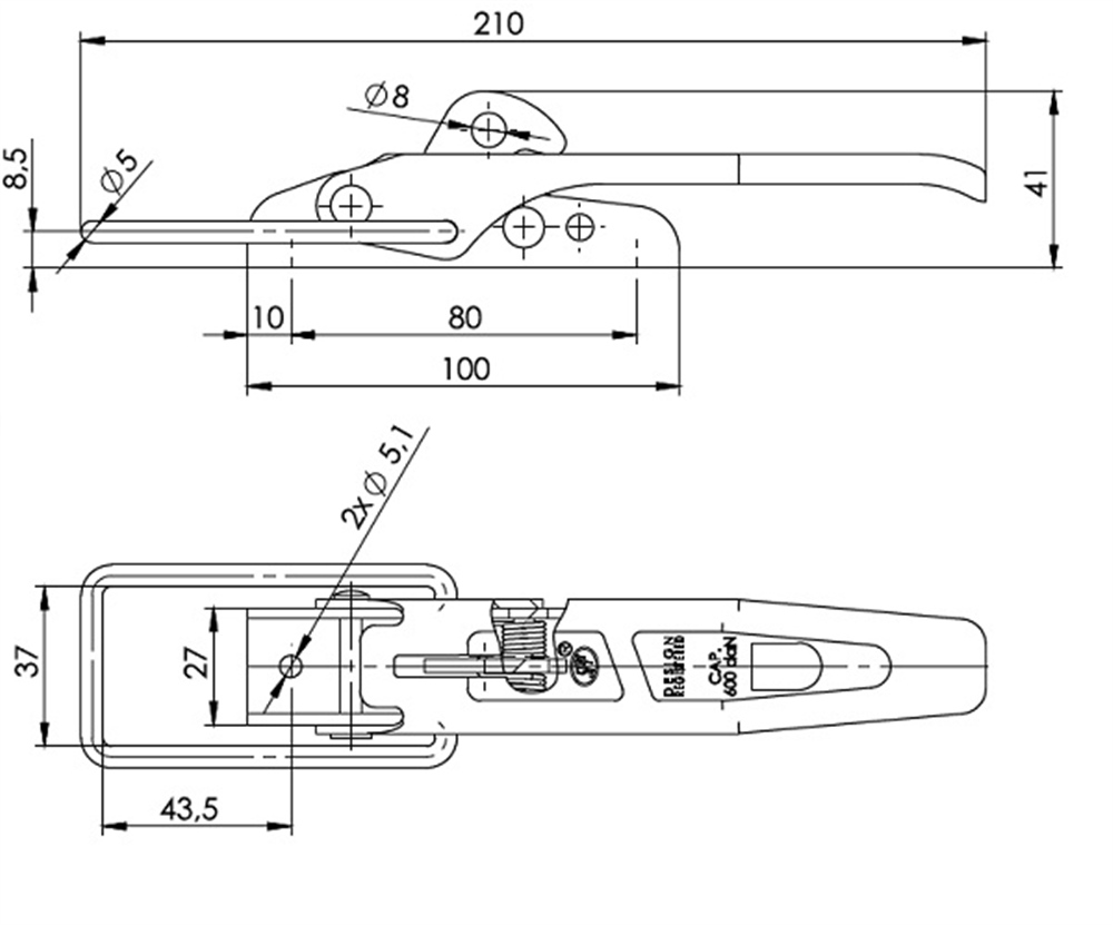 Römork Kasa Kilidi - 240 mm x 45 mm - Dar