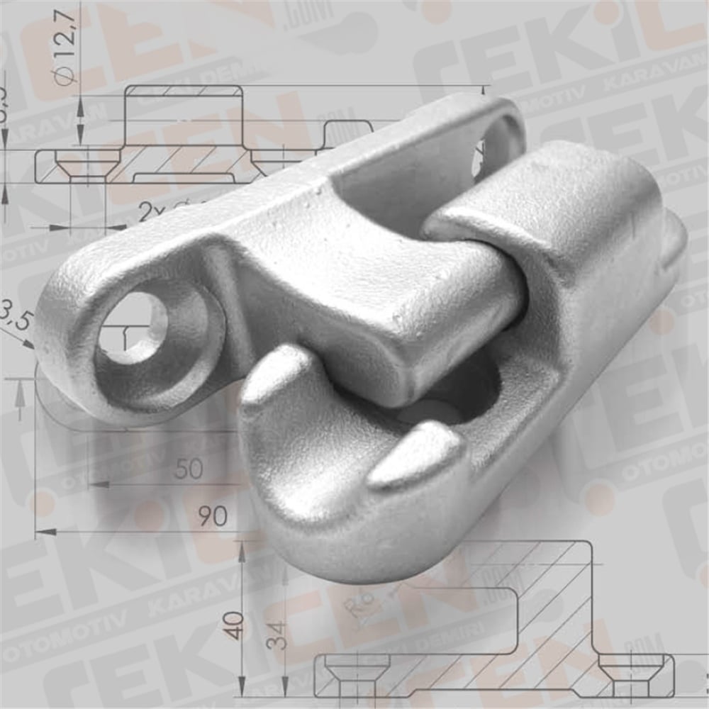 Römork Kasa Menteşesi - 92 mm x 27 mm - Sürgülü Sökülebilir