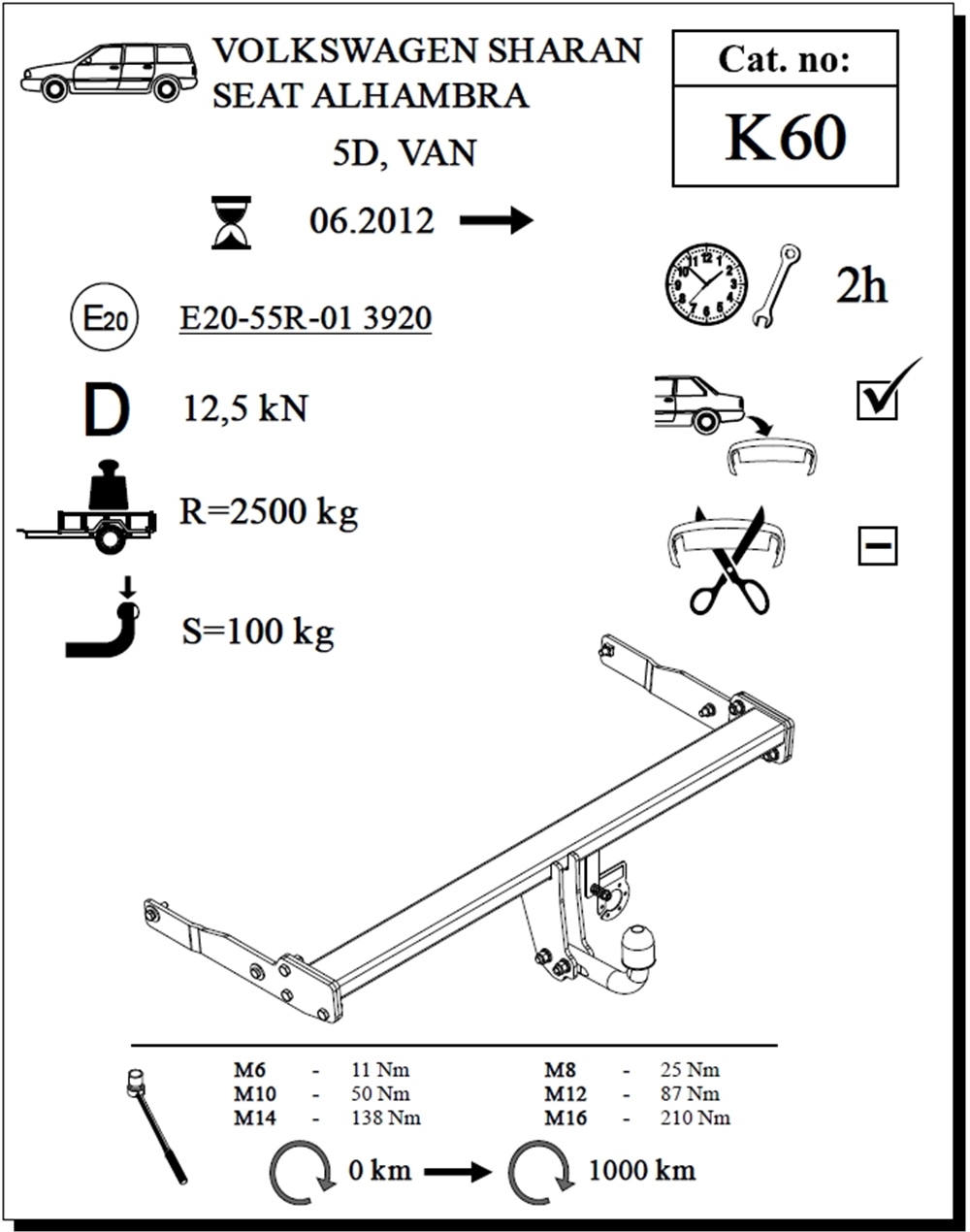 Seat Alhambra Çeki Demiri , Kuğu Boynu - Sabit , 2012 - Bugüne