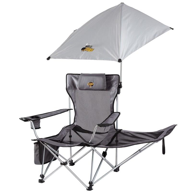 Şemsiyeli Kamp Sandalyesi - Katlanabilen - Yatabilen - 4 pozisyonlu - Gri