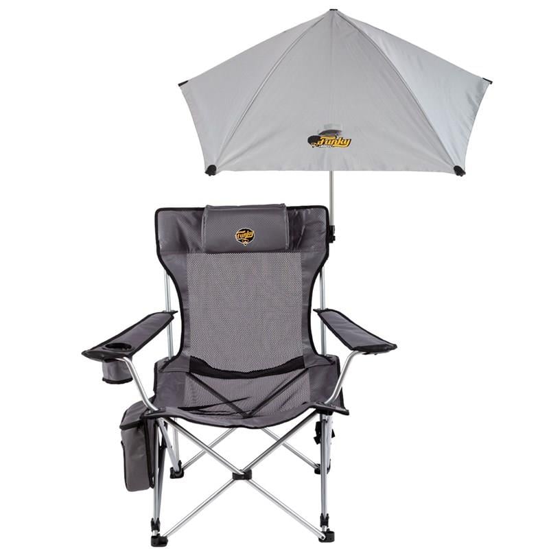 Şemsiyeli Kamp Sandalyesi - Katlanabilen - Yatabilen - 4 pozisyonlu - Gri