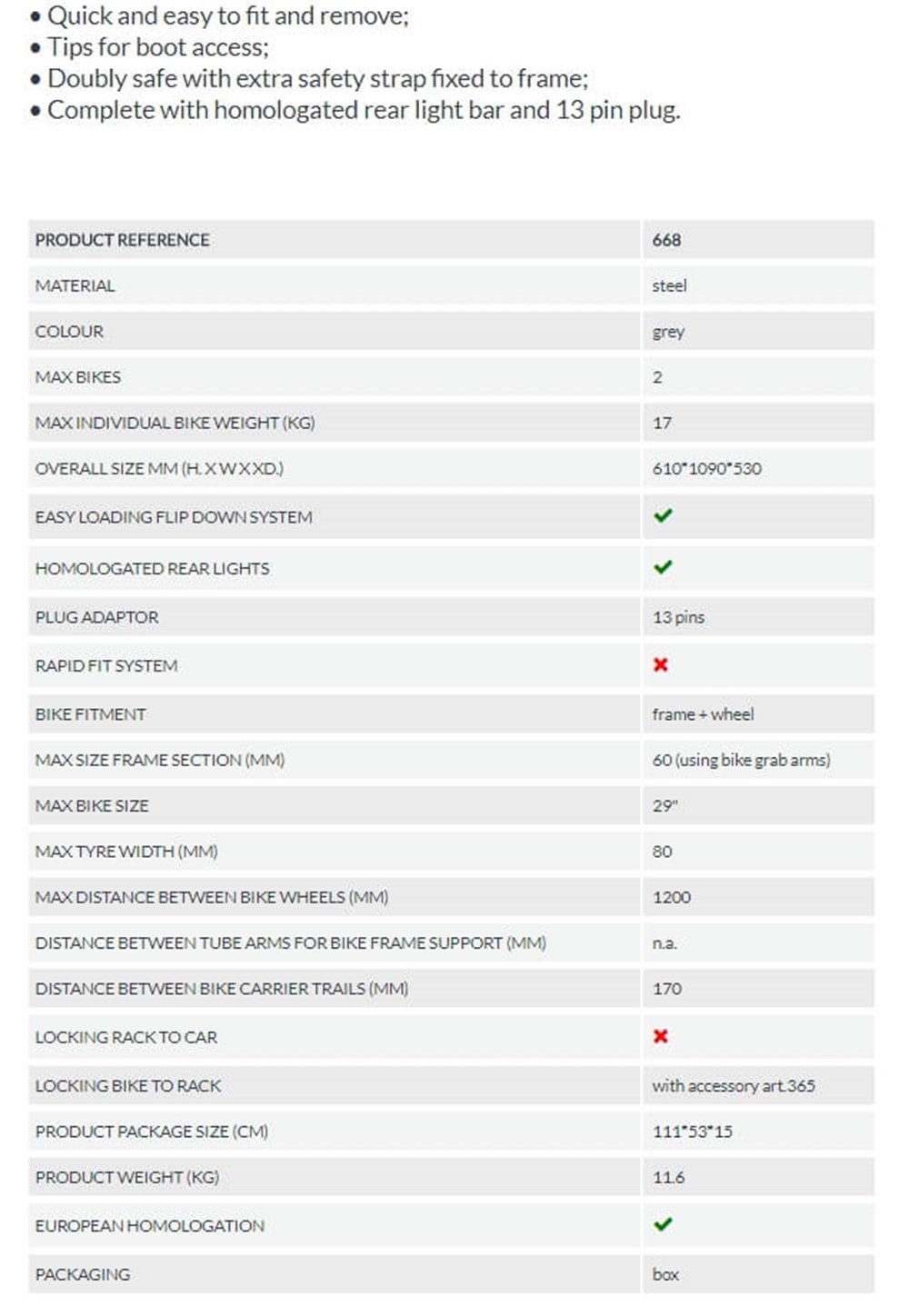 Siena 2 Bisiklet Taşıyıcı - Çeki Topuzuna Montaj - Arka Aydınlatmalı