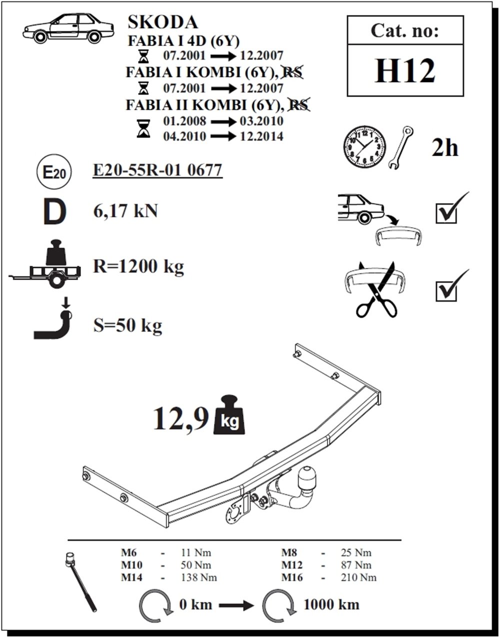 Skoda Fabia Sedan Çeki Demiri , Kuğu Boynu - Sabit , 2001 - 2007