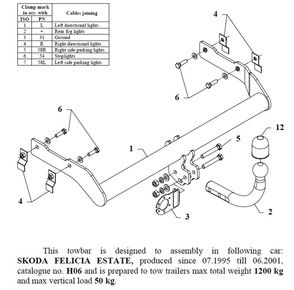 Skoda Felicia Kombi Çeki Demiri , Kuğu Boynu - Sabit , 1995 - 2001