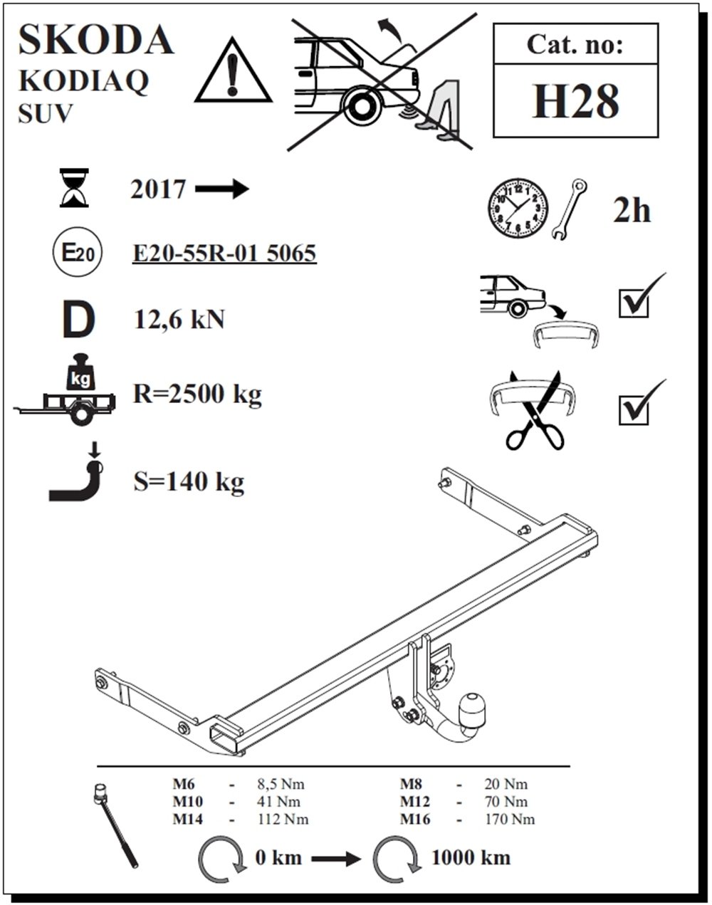 Skoda Kodiaq Çeki Demiri , Kuğu Boynu - Sabit , 2017 - Bugüne