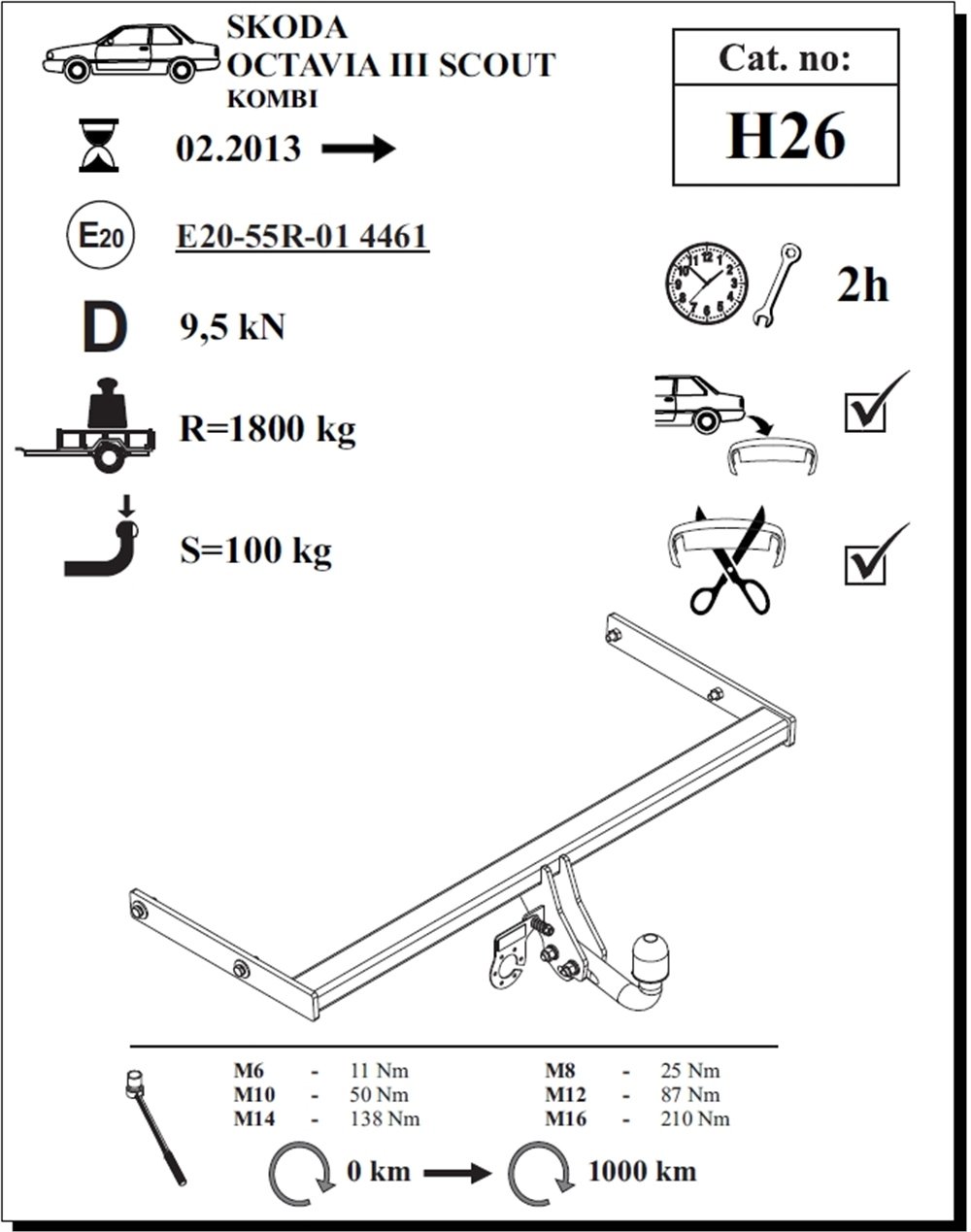 Skoda Octavia Scout Çeki Demiri , Kuğu Boynu - Sabit , 2013 - Bugüne