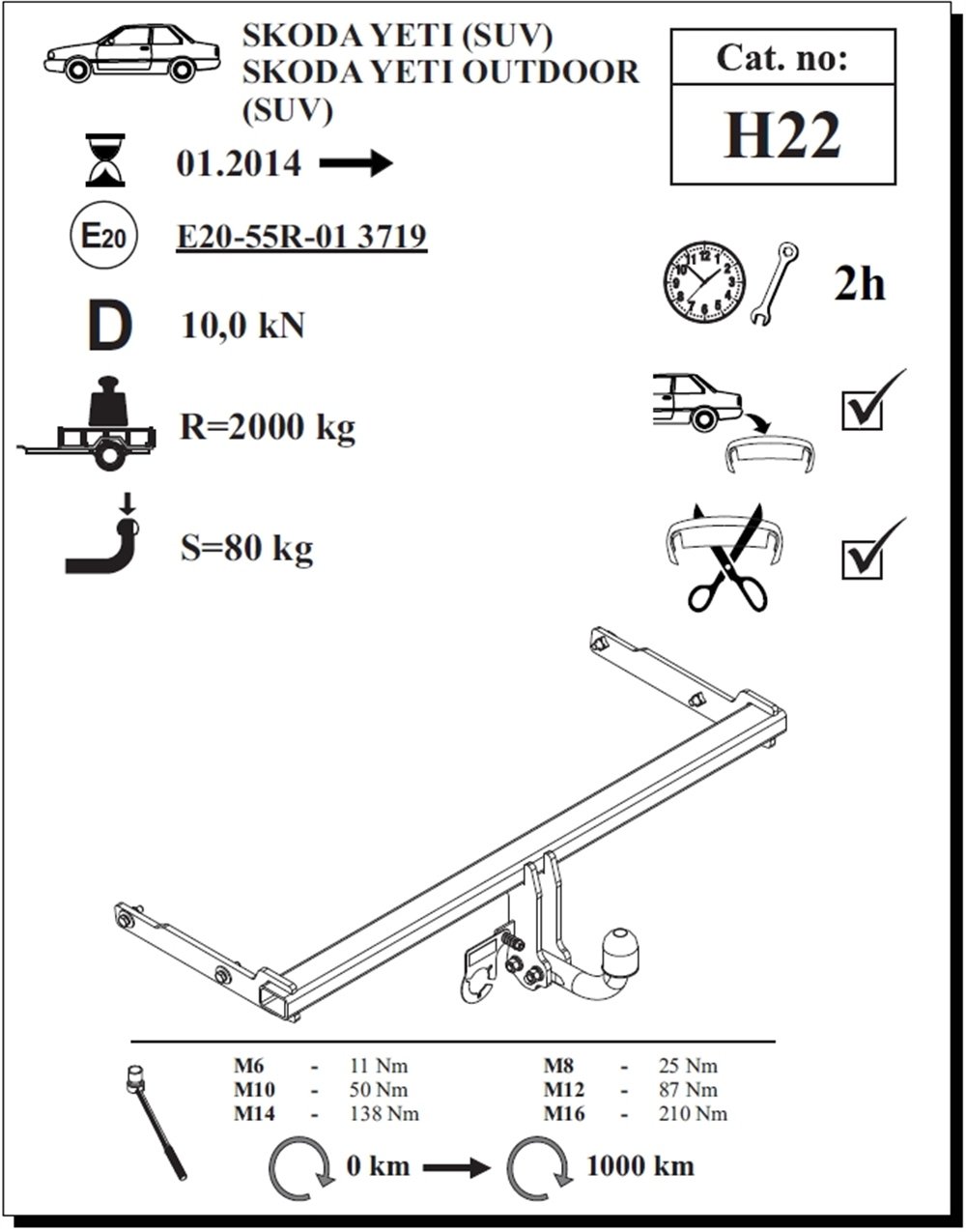 Skoda Yeti Çeki Demiri , Kuğu Boynu - Sabit , 2014 - Bugüne