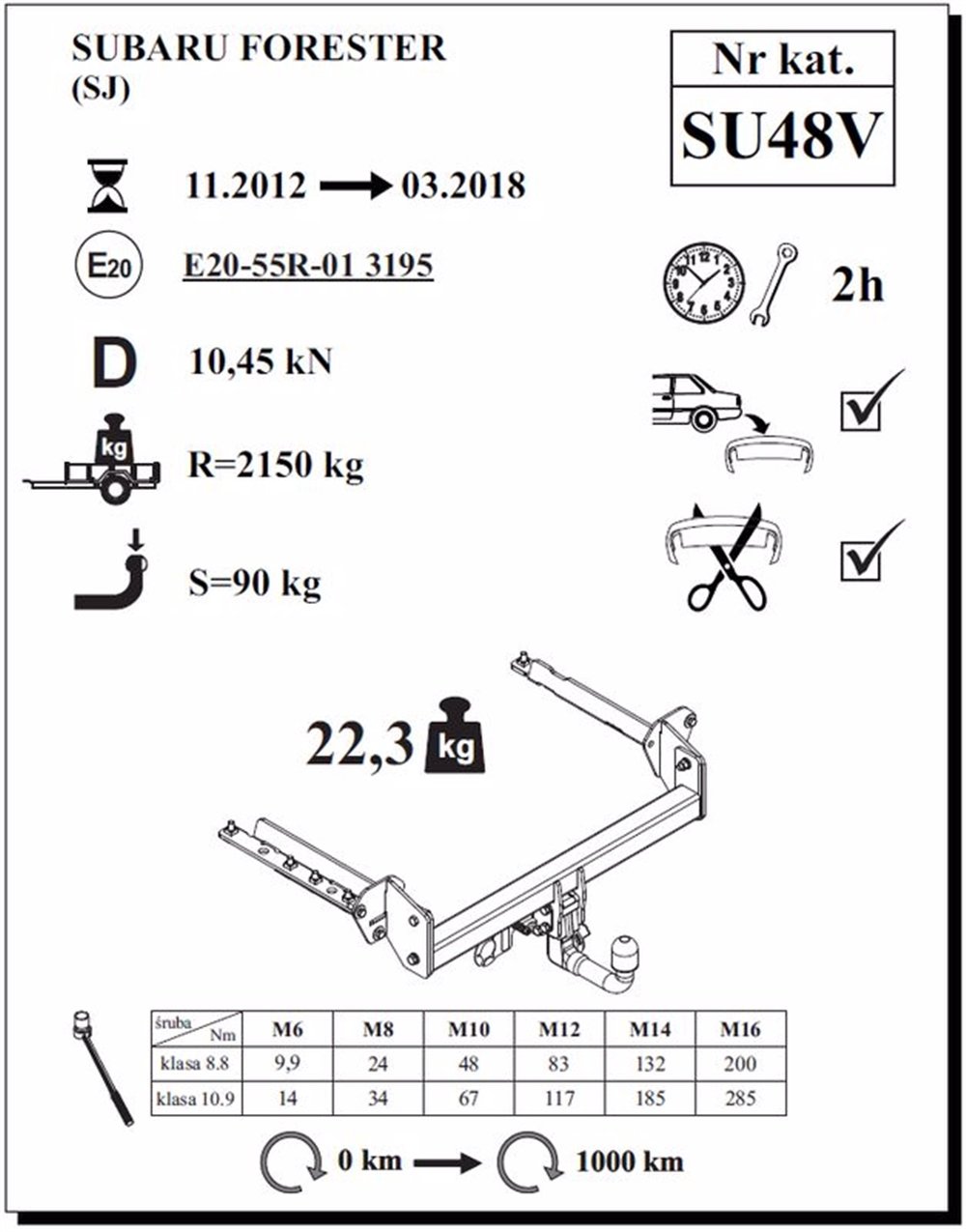 Subaru Forester Çeki Demiri , Dikey Sökülebilir , 2013 - 2018