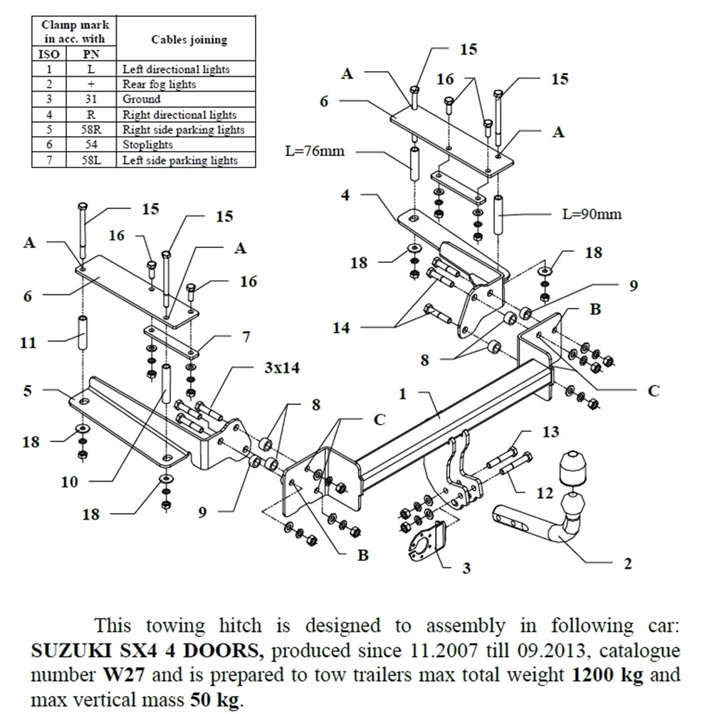 Suzuki SX4 4K Çeki Demiri , Kuğu Boynu - Sabit , 2007 - 2013