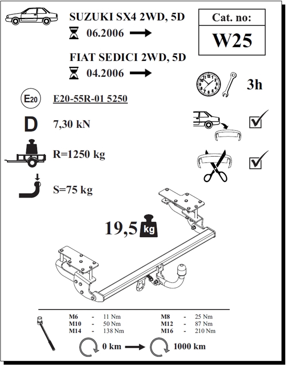 Suzuki SX4 5K-2WD Çeki Demiri , Kuğu Boynu - Sabit , 2006 - Bugüne