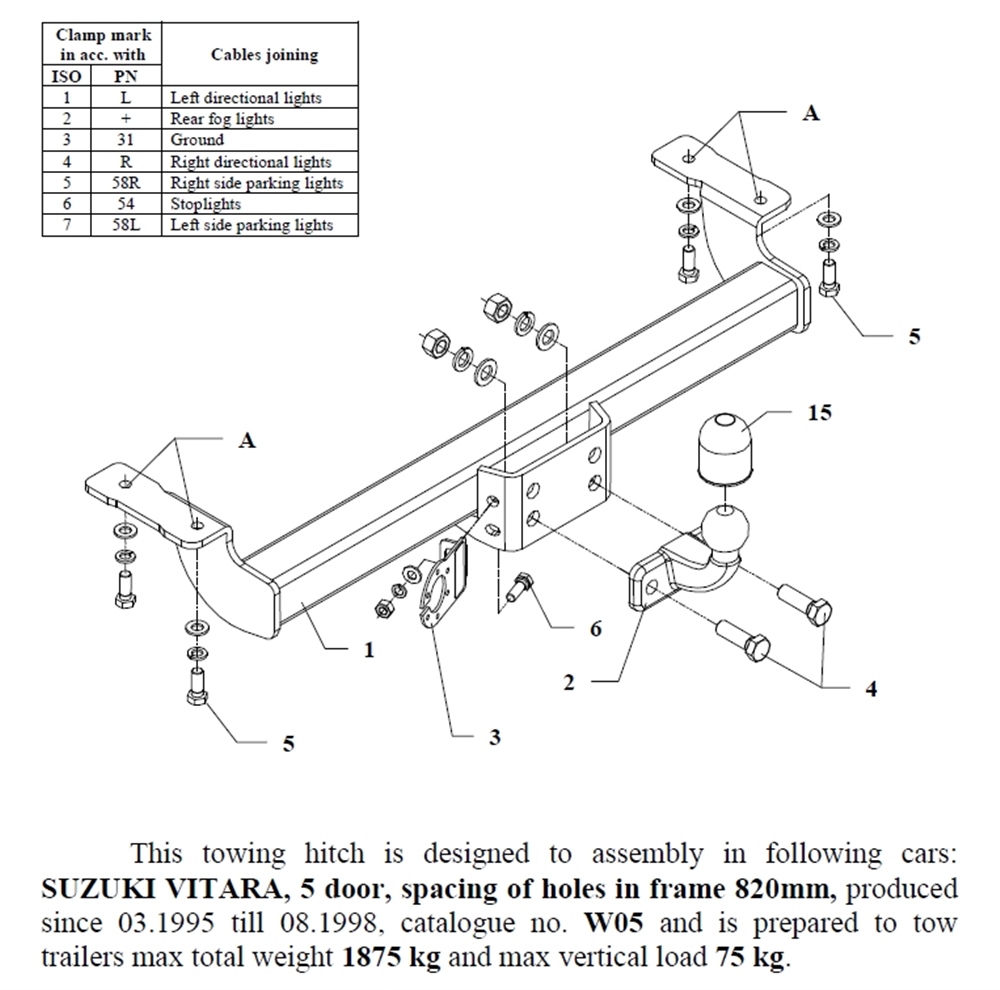 Suzuki Vitara 5K Çeki Demiri , Flanşlı , 1995 - 1998