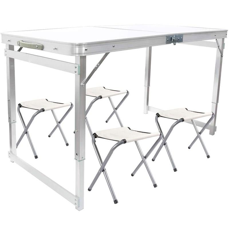 Tabureli Deluxe Katlanabilir Piknik Masası Seti - Gri