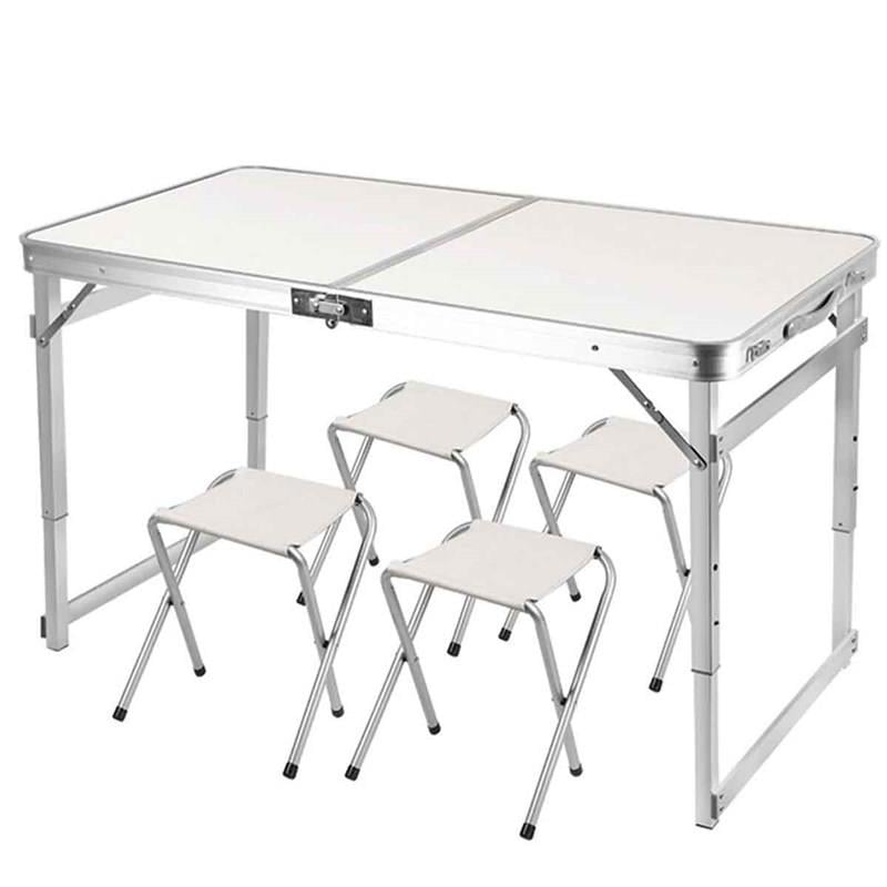 Tabureli Deluxe Katlanabilir Piknik Masası Seti - Gri