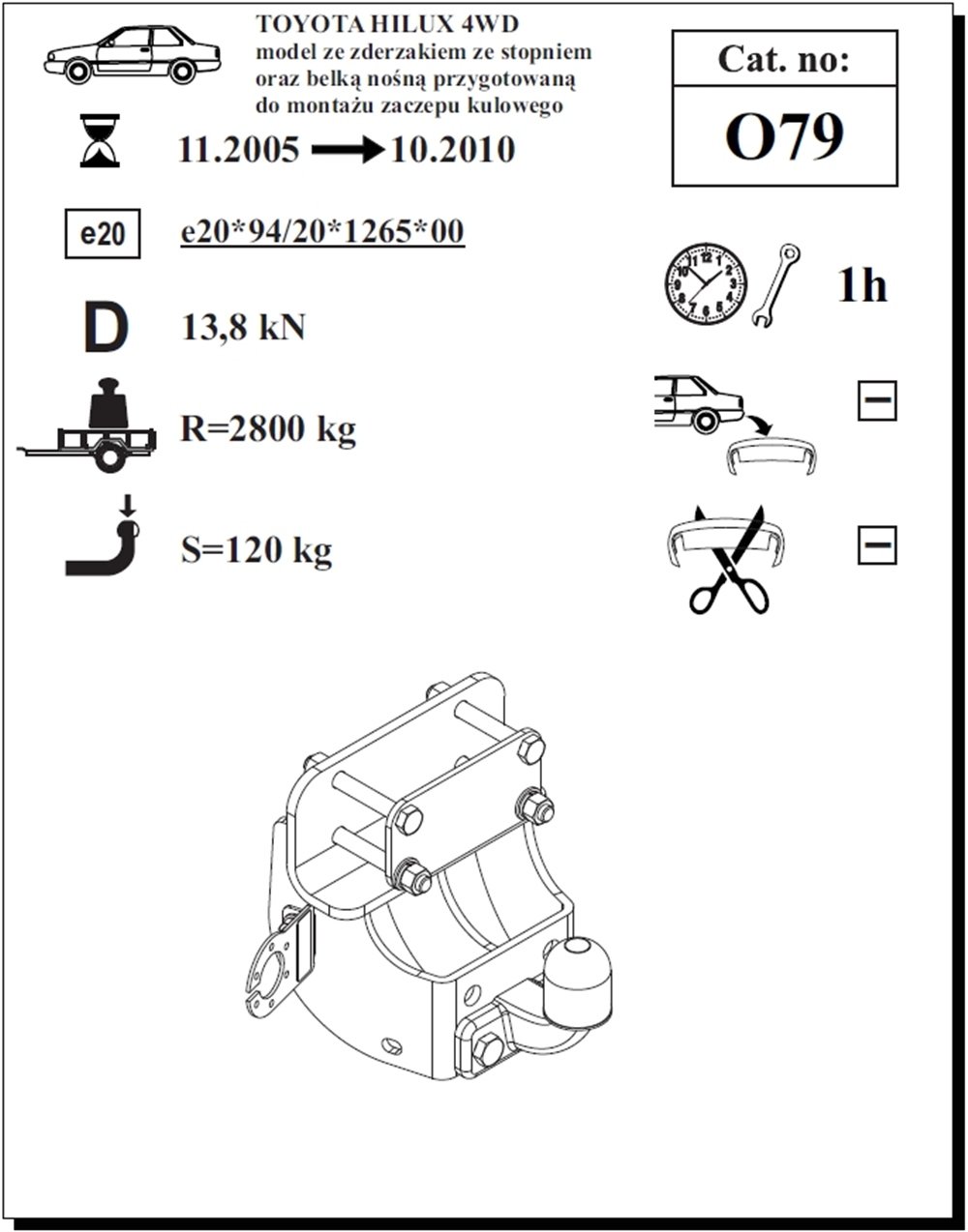 Toyota Hilux 4WD Çeki Demiri , Flanşlı , 2005 - 2010