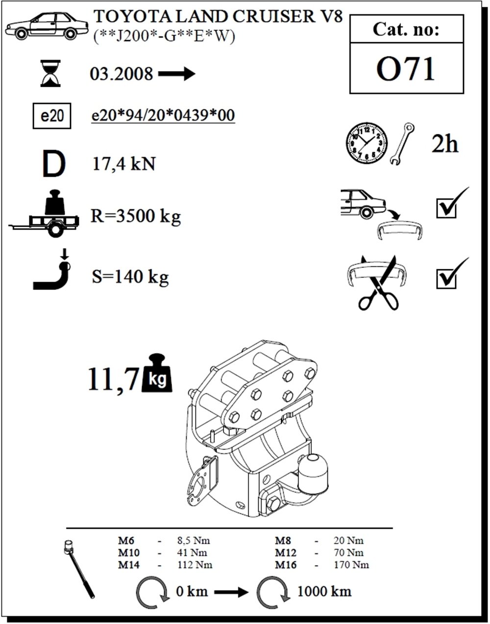 Toyota Land Cruiser V8 J200 Çeki Demiri , Flanşlı , 2008 - Bugüne