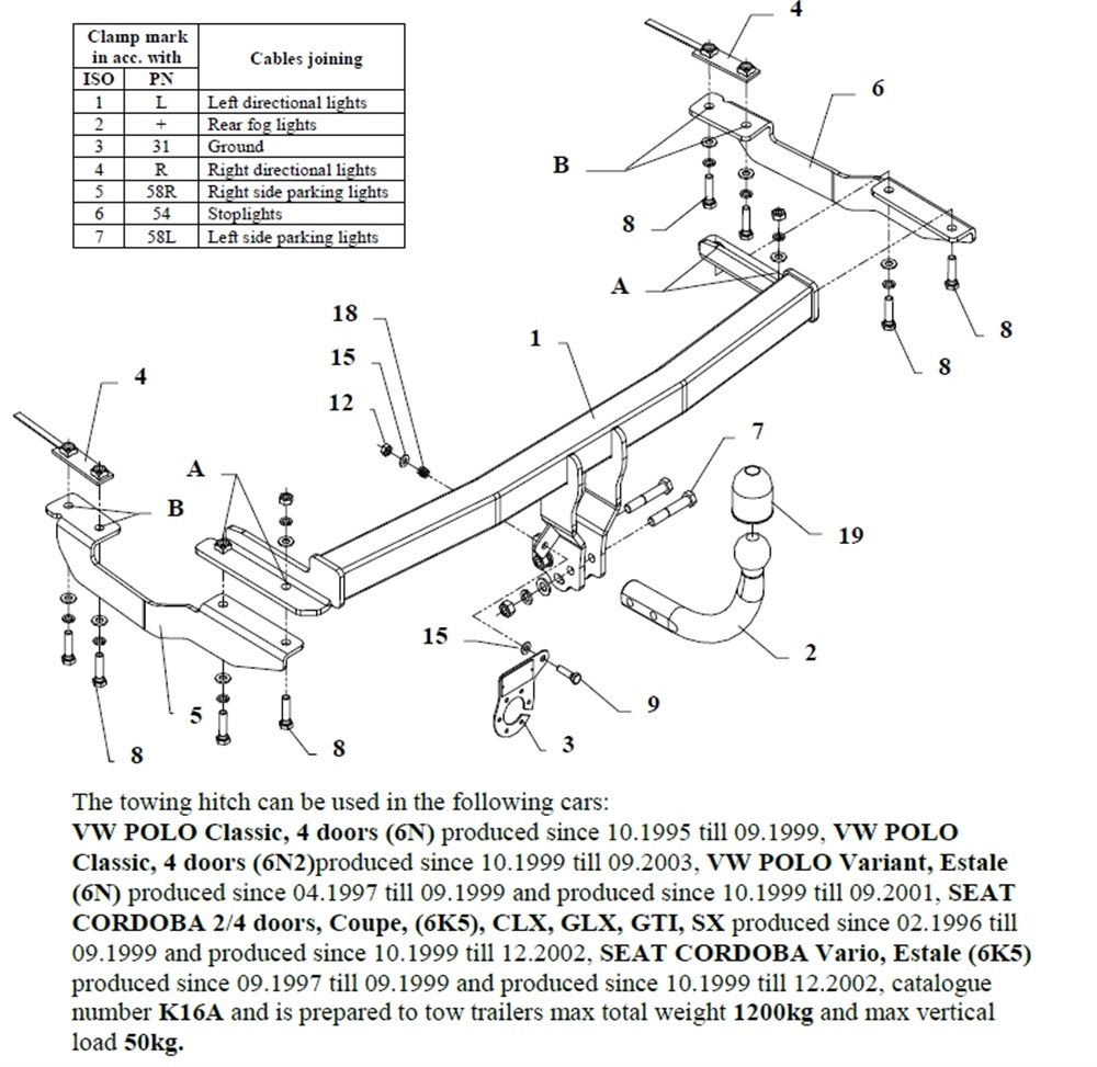 Volkswagen Polo Classic Çeki Demiri , Kuğu Boynu - Sabit , 1995 - 2003