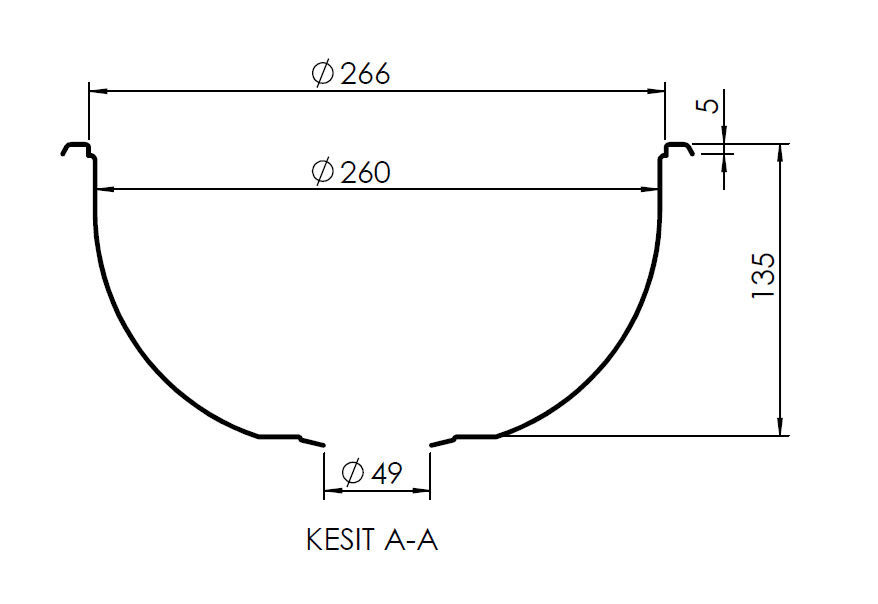Yuvarlak 304 Paslanmaz Çelik Eviye – 29 cm Küre Lavabo
