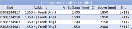 1350 Kg Frenli Torsiyon Dingil - Knott