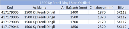 1500 Kg Frenli Torsiyon Dingil - Knott