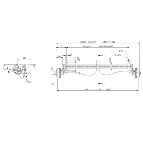 1800 Kg Frenli Torsiyon Dingil - Knott