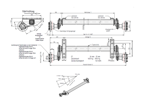 1800 Kg Frensiz Torsiyon Dingil - Knott