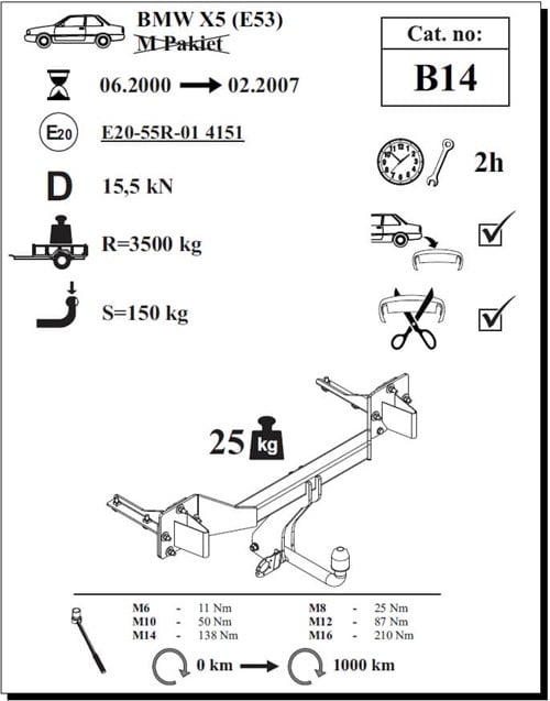 BMW X5 ( E53 )  Çeki Demiri , Kuğu Boynu - Sabit , 2000 - 2007
