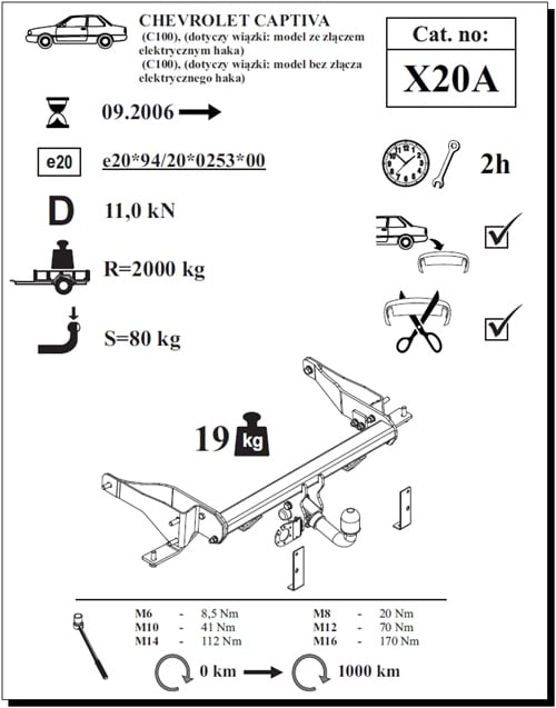 Chevrolet Captiva Çeki Demiri , Yatay Sökülebilir , 2006 - Bugüne