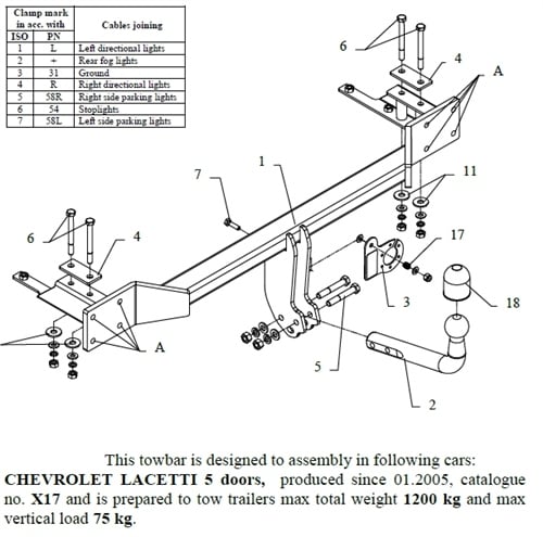 Chevrolet Lacetti 5D Çeki Demiri , Kuğu Boynu - Sabit , 2005 - Bugüne