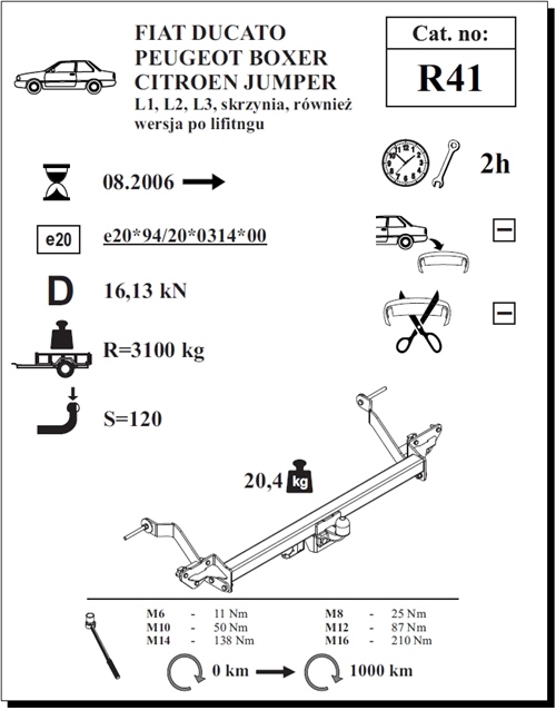 Citroen Jumper Açık Kasa L1-L2-L3 Çeki Demiri , Flanşlı , 2006 - Bugüne