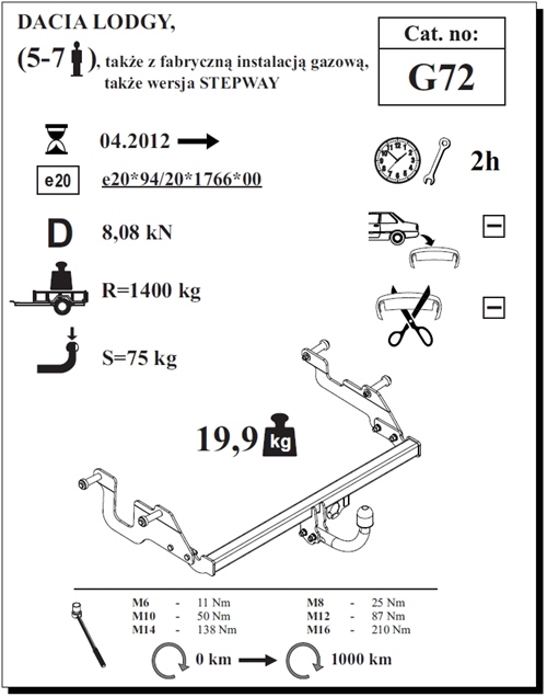 Dacia Lodgy  Çeki Demiri , Kuğu Boynu - Sabit , 2012 - Bugüne