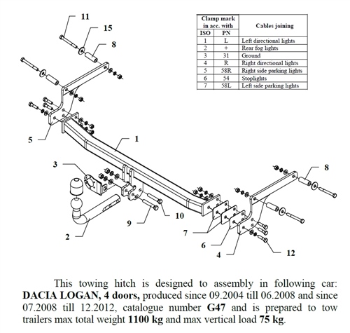 Dacia Logan Çeki Demiri , Kuğu Boynu - Sabit , 2004 - 2012
