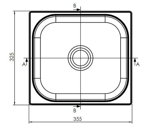 Dikdörtgen 304 Paslanmaz Çelik Eviye – 32,5 x 35,5 cm Lavabo