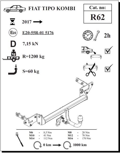 Fiat Egea SW Çeki Demiri , Kuğu Boynu - Sabit , 2017 - Bugüne