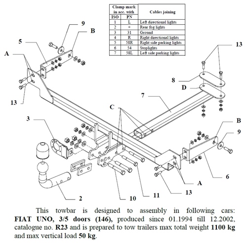 Fiat Uno Çeki Demiri , Kuğu Boynu - Sabit , 1994 - 2002