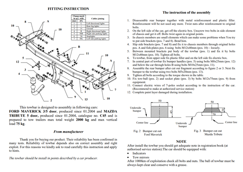 Ford Maverick Çeki Demiri , Kuğu Boynu - Sabit , 2004 - Bugüne