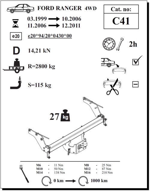 Ford Ranger Çeki Demiri , Flanşlı , 1999 - 2011