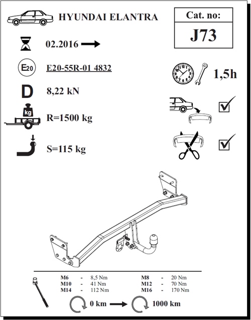 Hyundai Elantra Çeki Demiri , Kuğu Boynu - Sabit , 2016 - Bugüne