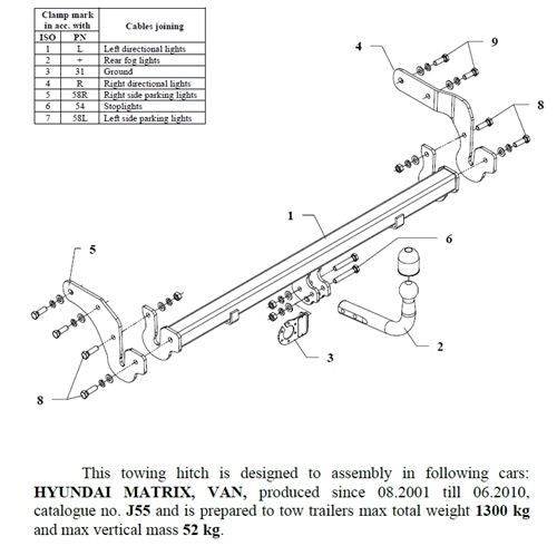 Hyundai Matrix Çeki Demiri , Kuğu Boynu - Sabit , 2001 - 2010