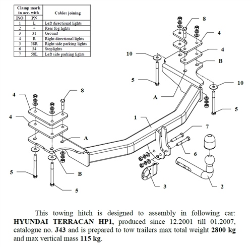 Hyundai Terracan Çeki Demiri , Kuğu Boynu - Sabit , 2001 - 2007