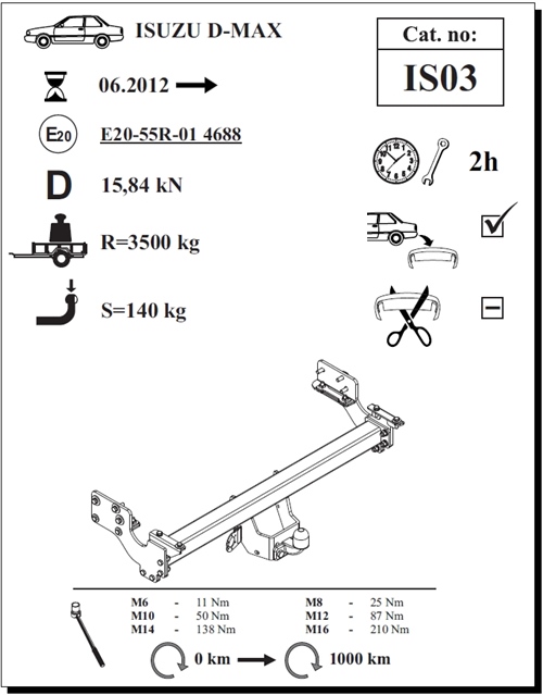 Isuzu D-Max Çeki Demiri , Flanşlı , 2012 - Bugüne
