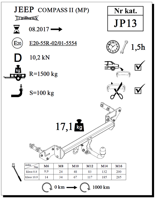 Jeep Compass Çeki Demiri , Kuğu Boynu - Sabit , 2017 - Bugüne