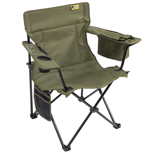 Kamp Sandalyesi - Katlanabilen - Buzluk bölmeli ve Cep Telefon Cepli - Haki